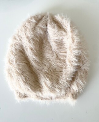 FREE PEOPLE Beige Soft Fuzzy Knit Slouchy Beanie Beret Hat 