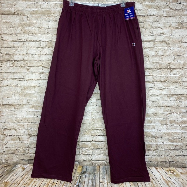 NWT Champion Mens Sweat Pants Open Bottom Maroon Relaxed Fleece Powerblend 2XL | eBay