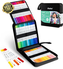 60-Color Dual Tip Water-Based Markers No Bleed Paper-Friendly Brush&Fineliner Se