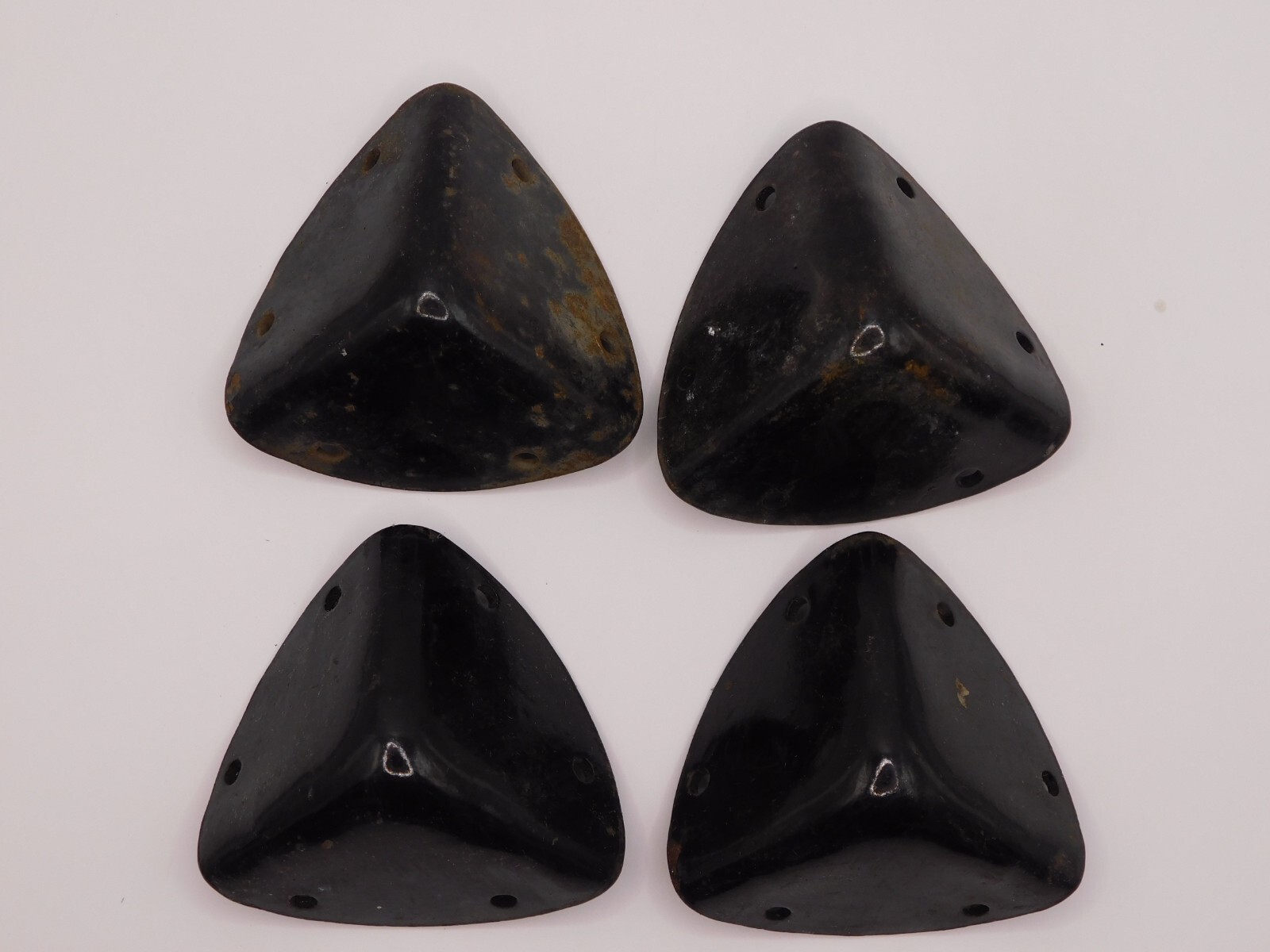 4 Vintage Steamer Trunk Corner Edge Protector Parts Black Hardware  HEAVY