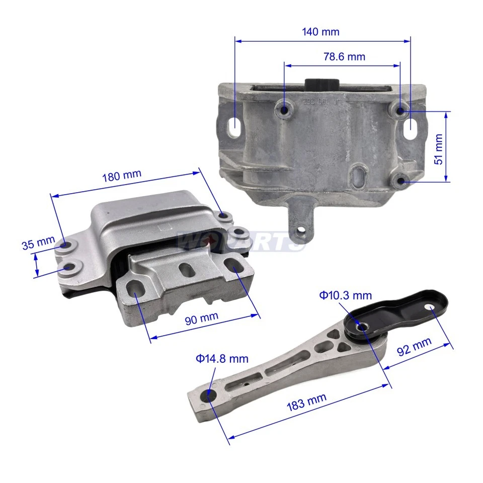 Juego de montaje de motor y transmisión apto para Volkswagen Rabbit, Passat 2,0 L, 2,5 L 2006-2019 Foto 2 de 4