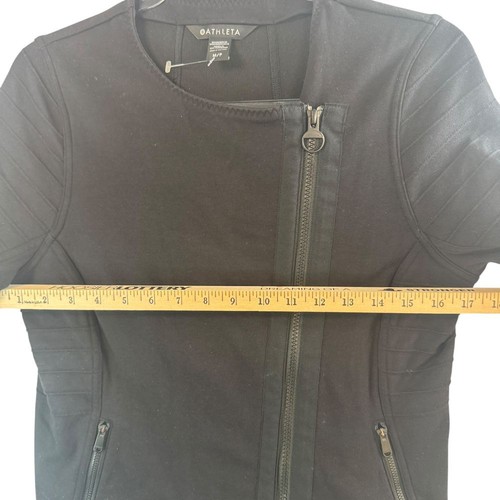 Athleta Moto Style Zip Front Jacket Quilted Black Athletic Casual Wear M Grunge - Picture 11 of 12