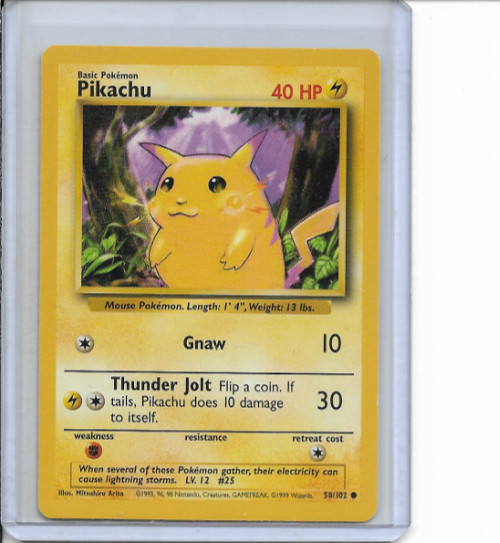 1999 Pokemon Pikachu Yellow Cheek Base Set 58/102 NM
