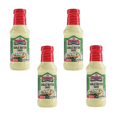 4-Pack Louisiana Fish Fry Garlic Butter Sauce 10.5 oz  Premium Sauce for Seafood