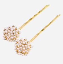 Pearl Simple Bobby Pin Clip Rhinestone Crystal Hairpin Wedding Elegant Gold A11