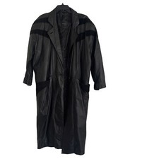 Pelle New York Milano Genuine Leather Black Duster Jacket Womens Sz Medium