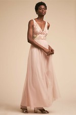 NEW ANTHROPOLOGIE BHLDN SHELL HIBISCUS BEADED GOWN DRESS BY ADRIANNA PAPELL SZ 4