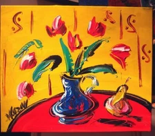 FLOWERS  ABSTRACT  IMPRESSIONIST LARGE ORIGINAL  CANVAS PAINTING - tbbt