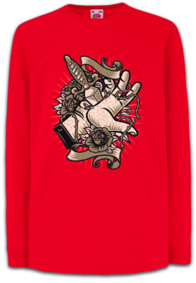 Daggered Hand Kids Long Sleeve T-Shirt Tattoo Tattooist Dagger RPG Asian Japan