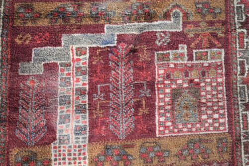 3x5 handgefertigter afghanischer Woll-Baluchi-Bildteppich Vintage persischer Stamm kleiner Teppich - Bild 8 von 10