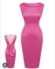 ROSE 1960S SATIN SOLID PENCIL DRESS