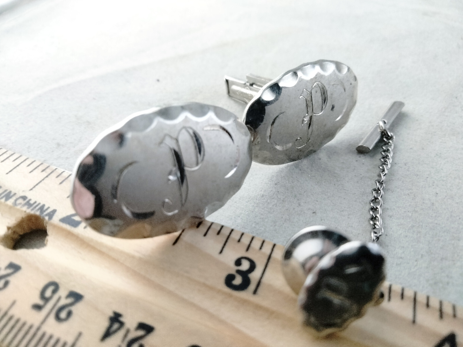 P Engraved Monogram Initial Letter Font Vintage S… - image 1