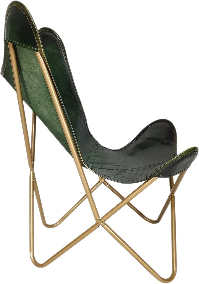 Vintage Stil Leder Schmetterling Stuhl – Handgefertigt Boho Akzent Stuhl - Bild 2 von 4