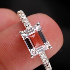 Natural Crystal Quartz Engagement Ring 925 Sterling Silver Ring Any Size