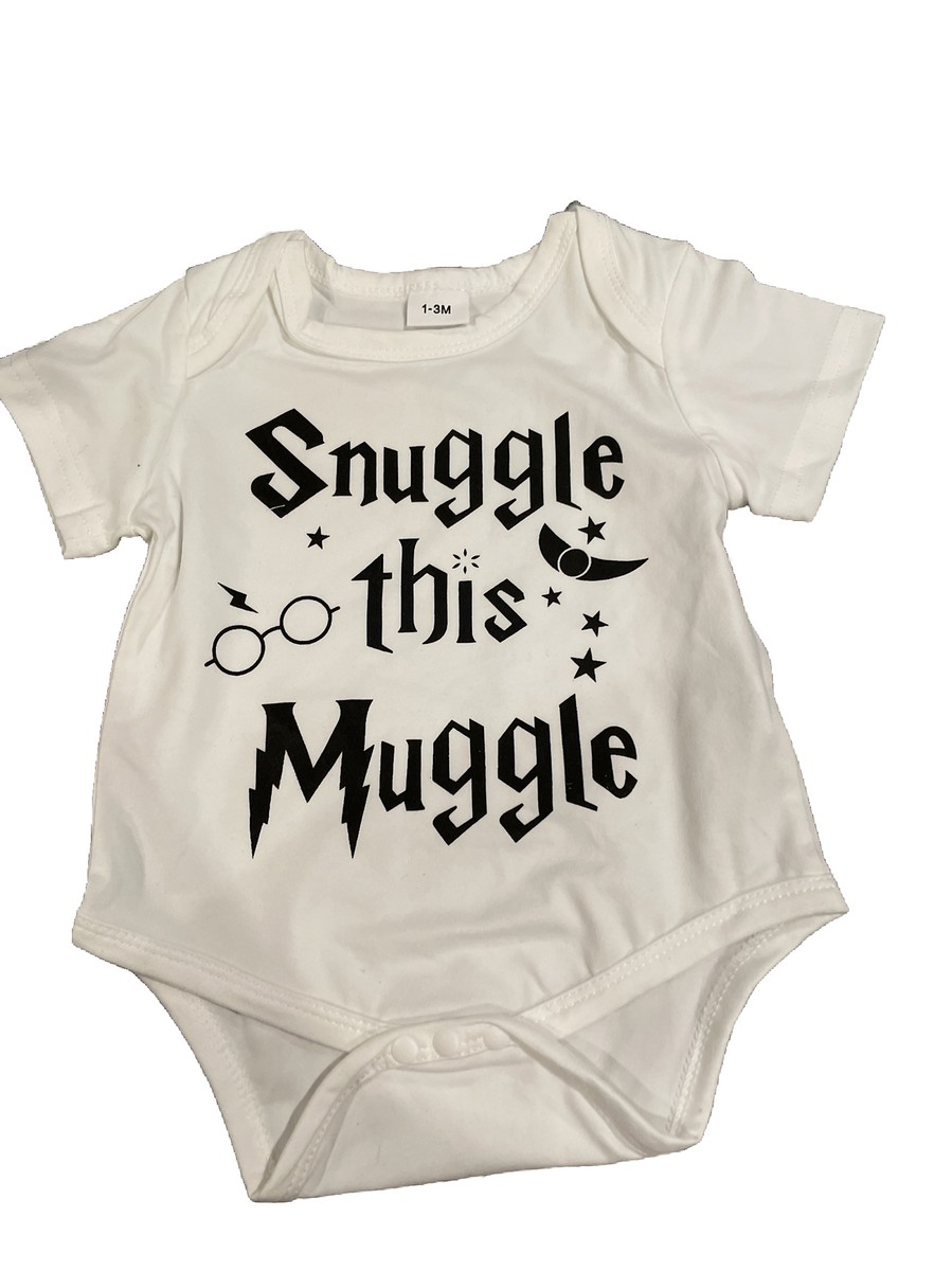 SNUGGLE THIS MUGGLE with glasses HARRY POTTER BABY One-piece BODYSUIT 1-3  Months