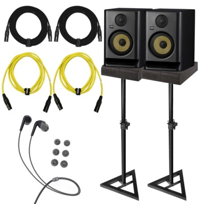 KRK ROKIT 5 G5 RP5G5 5'' Active Bi-Amped Studio Monitor Speakers Pair w Stands