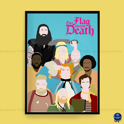 UNSERE FLAGGE BEDEUTET TOD Komödie Figuren Minimalistischer Kunst Poster Druck (3 Größen)