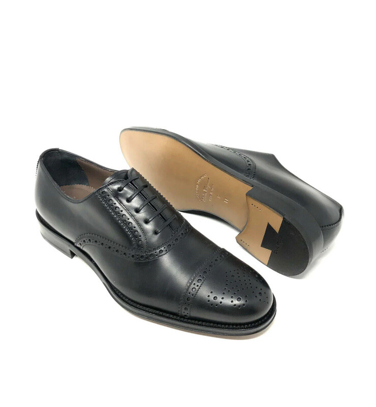 Salvatore Ferragamo TAK Black Leather Cap Toe Brogue Oxford Men\'s Size 11‎ Salvatore Ferragamo TAK Leather Cap Toe Brogue Oxford 8.5  main image 4