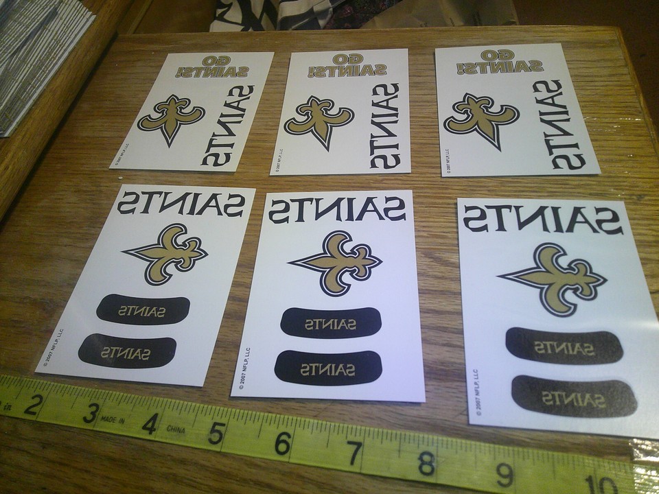 6 sheets Temporary Tattoos NFL New Orleans Saints eBay