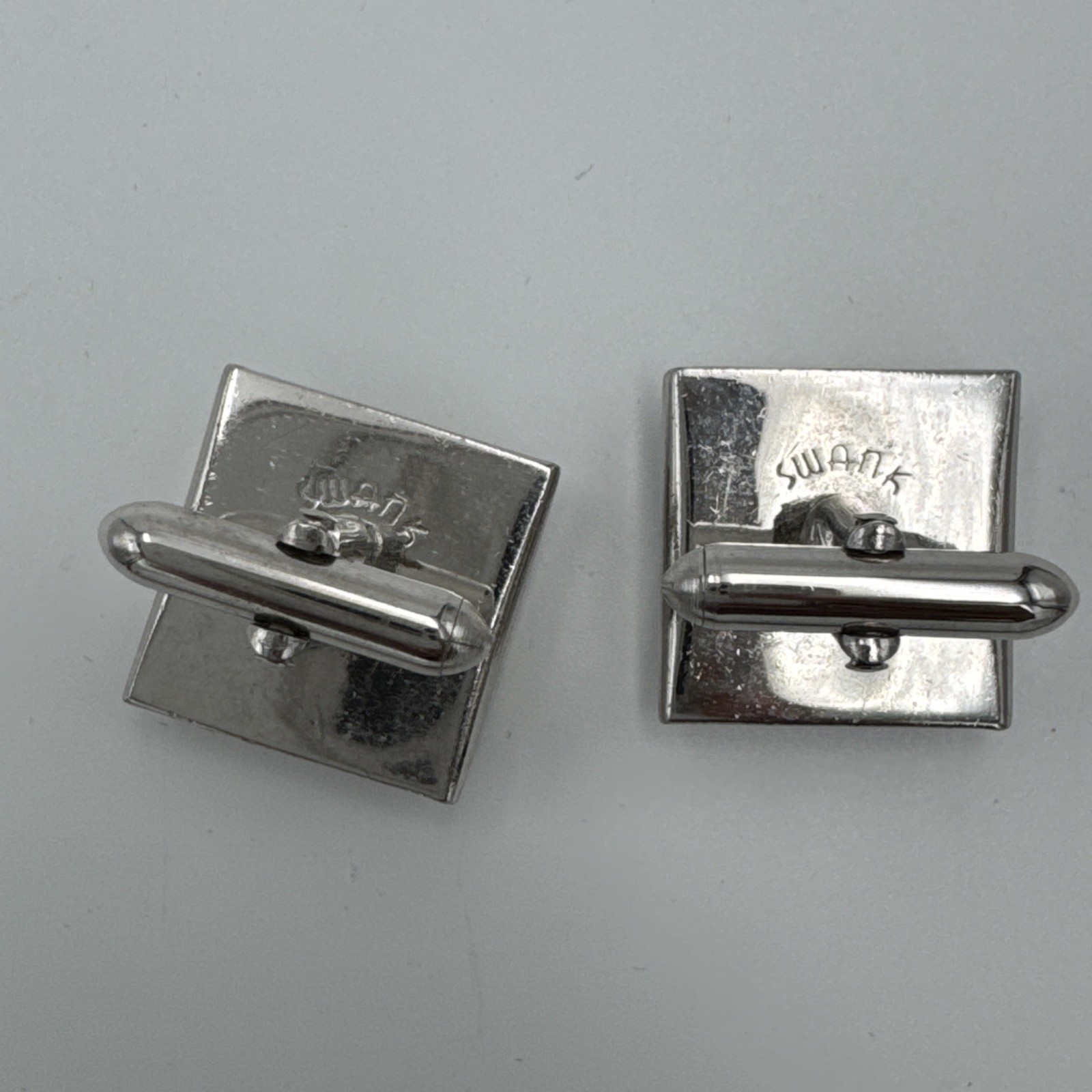 Sterling Silver Rectangular Mens Cufflinks SWANK … - image 3