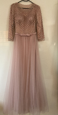 F&P Damen Frauen Brautjungfer Abschlussball Party Kleid Altrosa Größe S