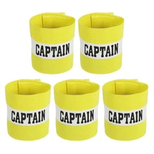 Pack of 5 Soccer Captain Armband Captain Arm Bands for Soccer Yellow