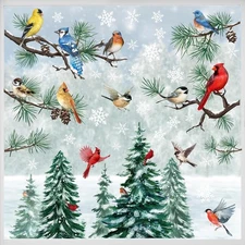 Mfault 187 PCS Winter Birds Pine Tree Branch Window Clings 9 Bird 