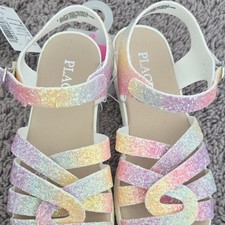 The Children's Place Multicolor Glitter Strappy Sandals, Buckle, Kids 2