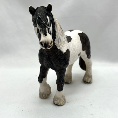 2007 Schleich TINKER STALLION Black White Horse Farm Animal Figure Toy Retired