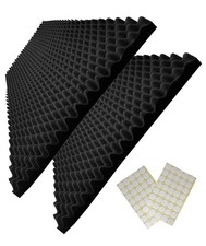 2 Pack 48"X 24"X 2" Black Sound Proof Foam Panels, Acoustic Foam Egg Crate Fo...