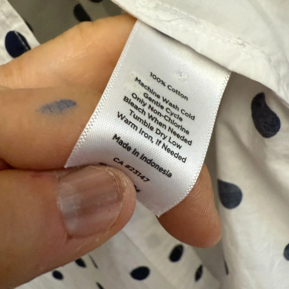 Talbots 100% Cotton Polka Dot Button Down Shirt Top Women's Small White Black - Image 4 of 4