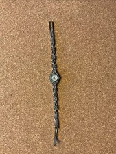 Ladies Vintage Past Times Silver Plated & Marcasite Flower Bracelet Watch