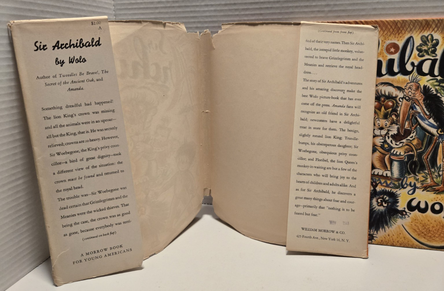 Sir Archibald by Wolo (1944) First Edition - William Morrow and Company - HC/DJ