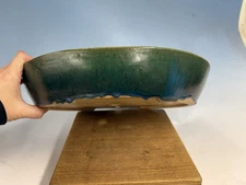 Stunning Blue Green Glazed Tokoname Bonsai Tree Pot By Koyo 17 1/8”
