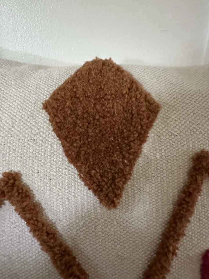 Duck Cloth Pillow With Abstract Raised Yarn Designs Feather Insert 16”by16” IKEA - Image 4 of 4