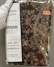 HEMPSTEAD Scalloped Valance Tapestry Green Beige Burgundy tan Floral Rich NEW