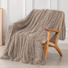 Decorative Extra Soft Faux Fur Throw Blanket 50"x60",Solid Reversible Fuzzy L...