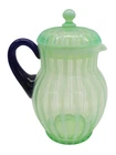 Antique Fenton Uranium Art glass Rib Optic pitcher with lid 10.5" Mint