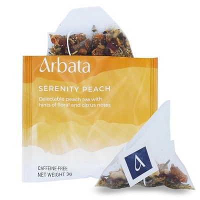 Arbata Serenity Peach Tea, 12 Pyramid Tea Bags Decaf Herbal Tea, Artisanal Na...