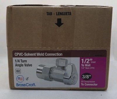 20 BrassCraft1/2 in CPVC Inlet x 3/8 in Comp Outlet 1/4 Turn Angle Valve