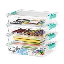 6 Qt Plastic Storage Bins with Lids, Clear Sensory Bin Craft Organizers and S...