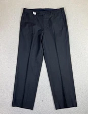 Ermenegildo Zegna Pants Mens 33 Dark Gray 100% Wool Dress Trousers Flat Front