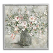 Soft Pink Blooms Farmhouse Bouquet Framed Giclee Art, Design by Carol Robinson