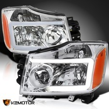 Fits 2004-2015 Titan 2004-2007 Armada Led Tube Headlights Assembly Lamps