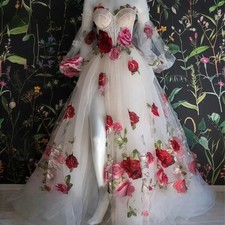 Colorful Embroidered Wedding Dresses Bride Sweetheart Backless Pastoral Marriage