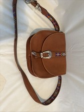 BRIGHTON LEATHER Crossbody Satchel No. O18363 Beaded Western Handbag