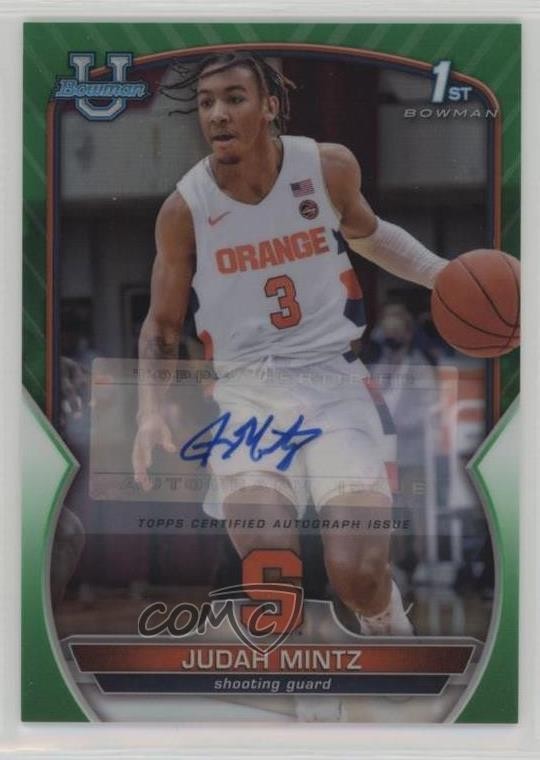 2022-23 Bowman U Chrome Prospect Green Refractor 96/99 Judah Mintz #33 Auto