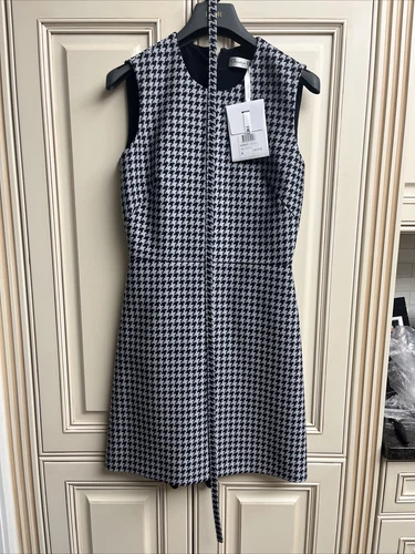 CHRISTIAN DIOR ABITO TUBINO PIED DE POULE CON CINTURA TAGLIA 2 NUOVO