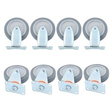 8 Pcs 5 In Grey Non-Braked Swivel Caster Wheels Heavy Duty (4 Fixed, 4 Rotating)