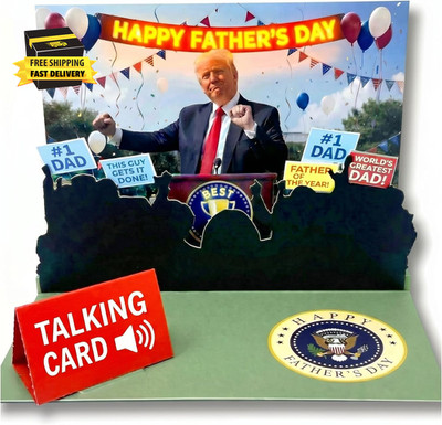 Talking Donald Trump Pop up Fathers Day Card with Light & Sound - Plays Trump'S